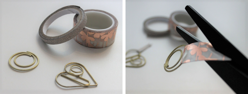 Büroklammer mit Washitape Fähnchen als Lesezeichen für den Kalender. 