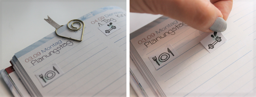 Kalender mit Sticker und Terminen. 