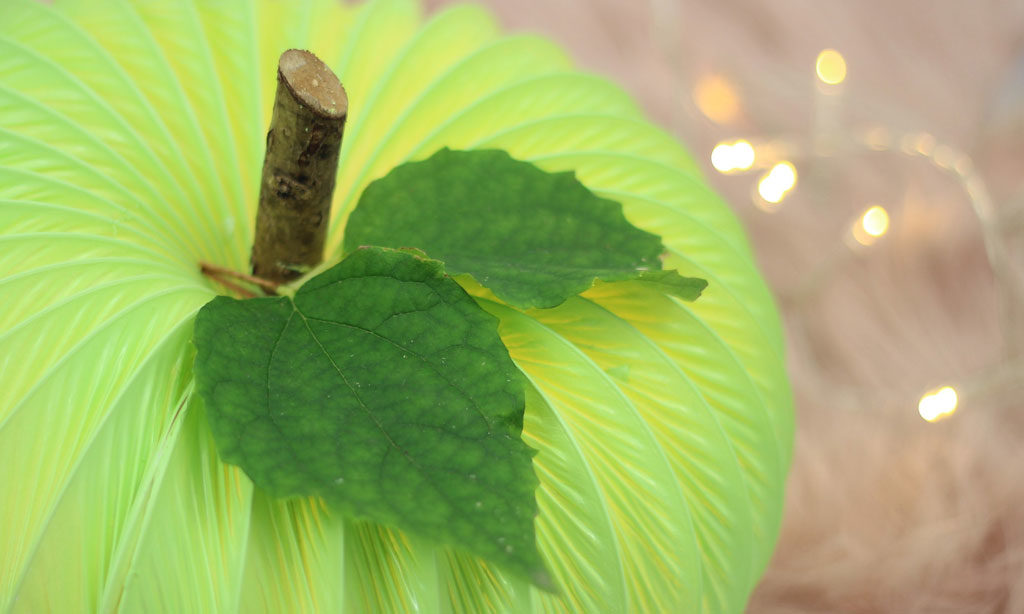 Fertige Diy Deko Lampe in Apfel Form.