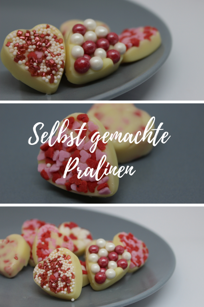 Selbst gemachte Pralinen als Geschenkidee für Valentinstag.