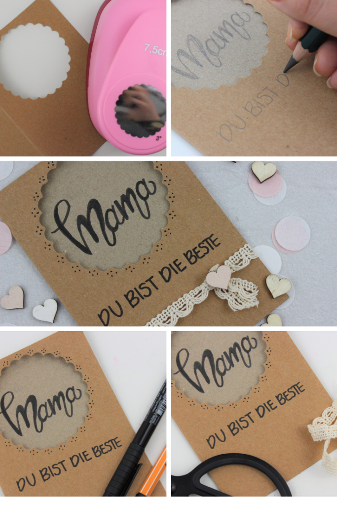 Schritt für Schritt Anleitung für eine selbst gemachte Muttertagskarte.