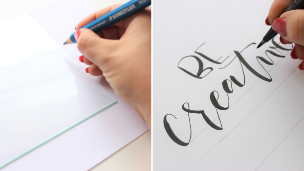 Das Lettering wird für das DIY Acrylschild vorgeschrieben.