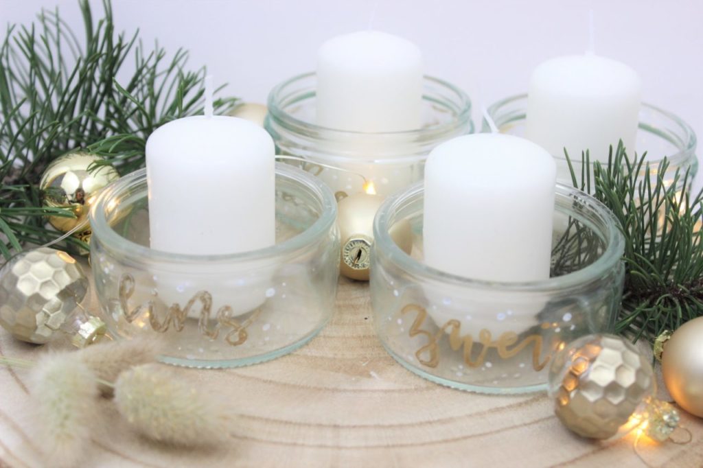 DIY Adventskranz aus Einmachgläsern 