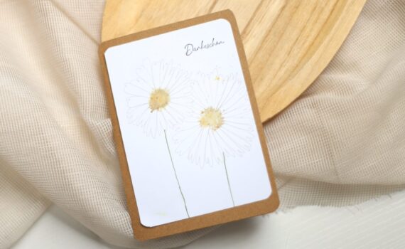 Karte mit Blumendruck ganz einfach selber basteln
